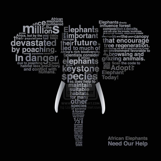 4 Typographic Elephant by Lish 55
