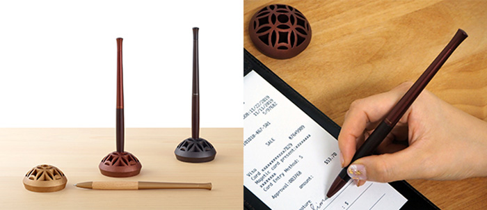日本の伝統的な七宝柄デザインなエマルジョンインクのデスクペン「フロス 輪 -Rin-」 - sutero choice
