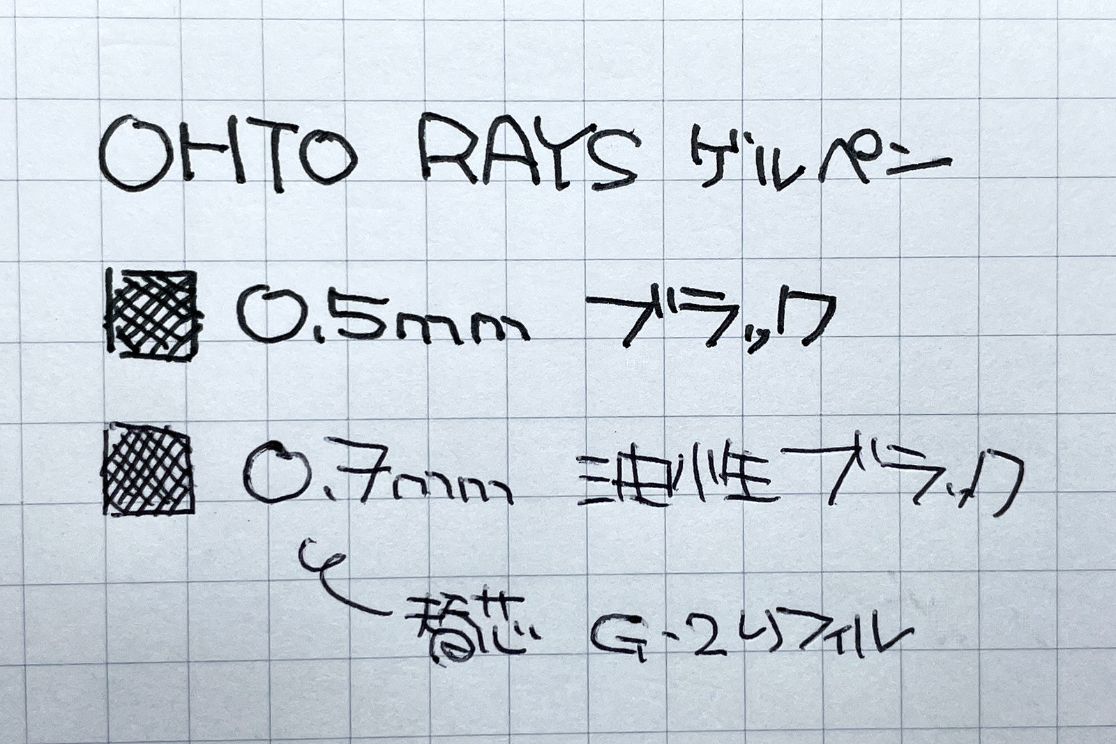 オートのゲルボールペン「Rays」で書いてみた