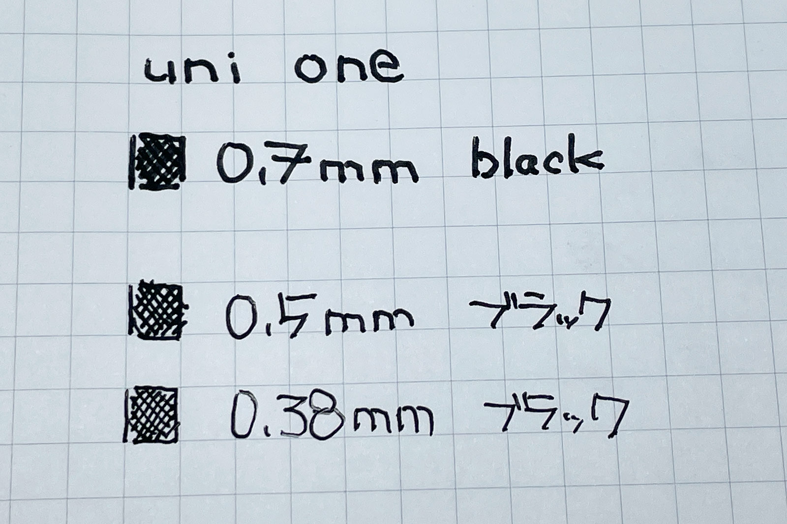 uni one 0.7mm black 書いてみた