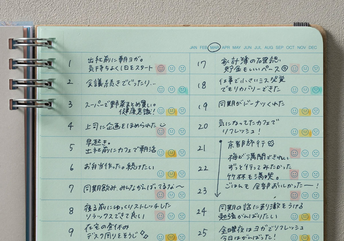 「1行日記」リフィル 使用例