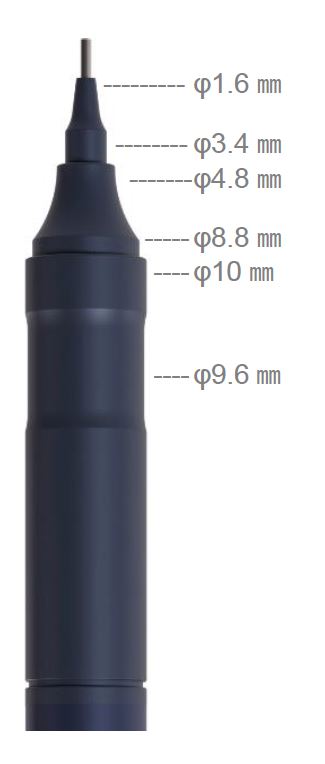 ペン先周りをさらに明るく緻密にしたテーパー加工