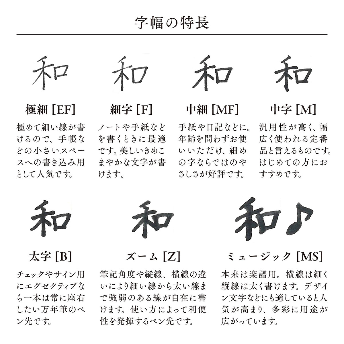 選べる7種の字幅