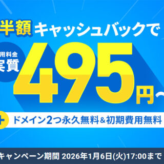 12ヶ月以上の契約で、利用料金の半額をキャッシュバック！