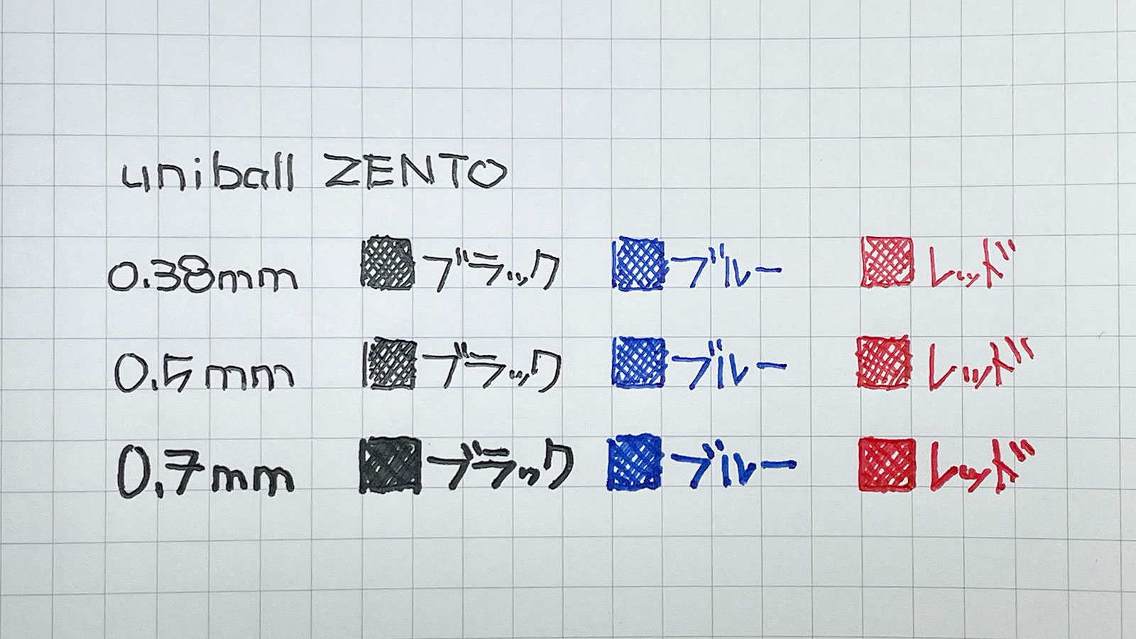 uniball ZENTO シグニチャーモデル 全リフィルで書いてみた
