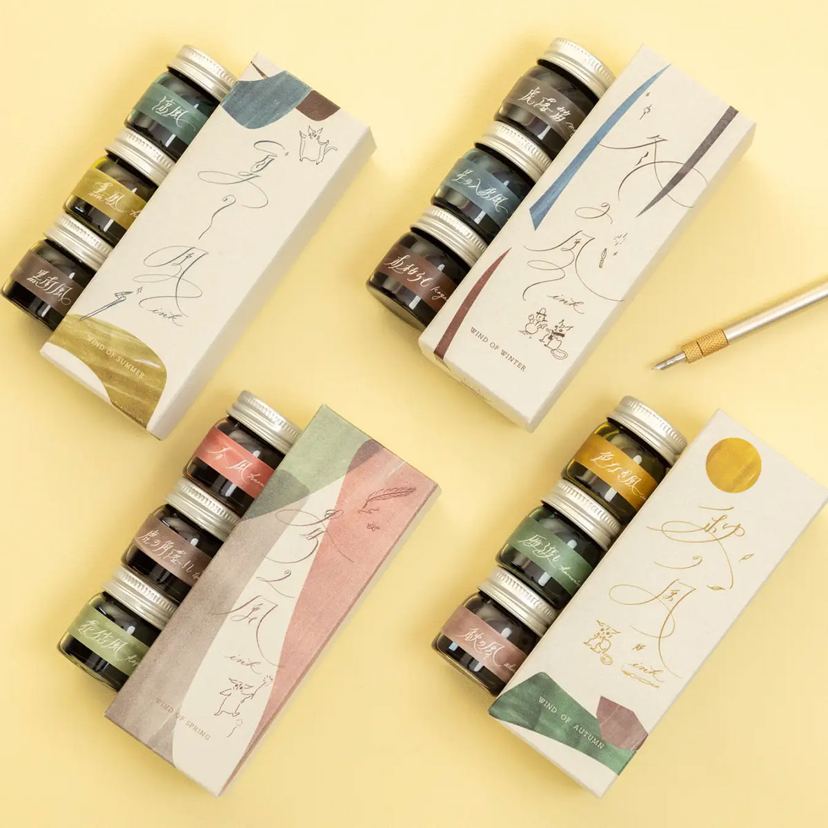 つけペンcomoji／風のインク(マービー)　つけペン2,200円／インク3色セット各2,860円