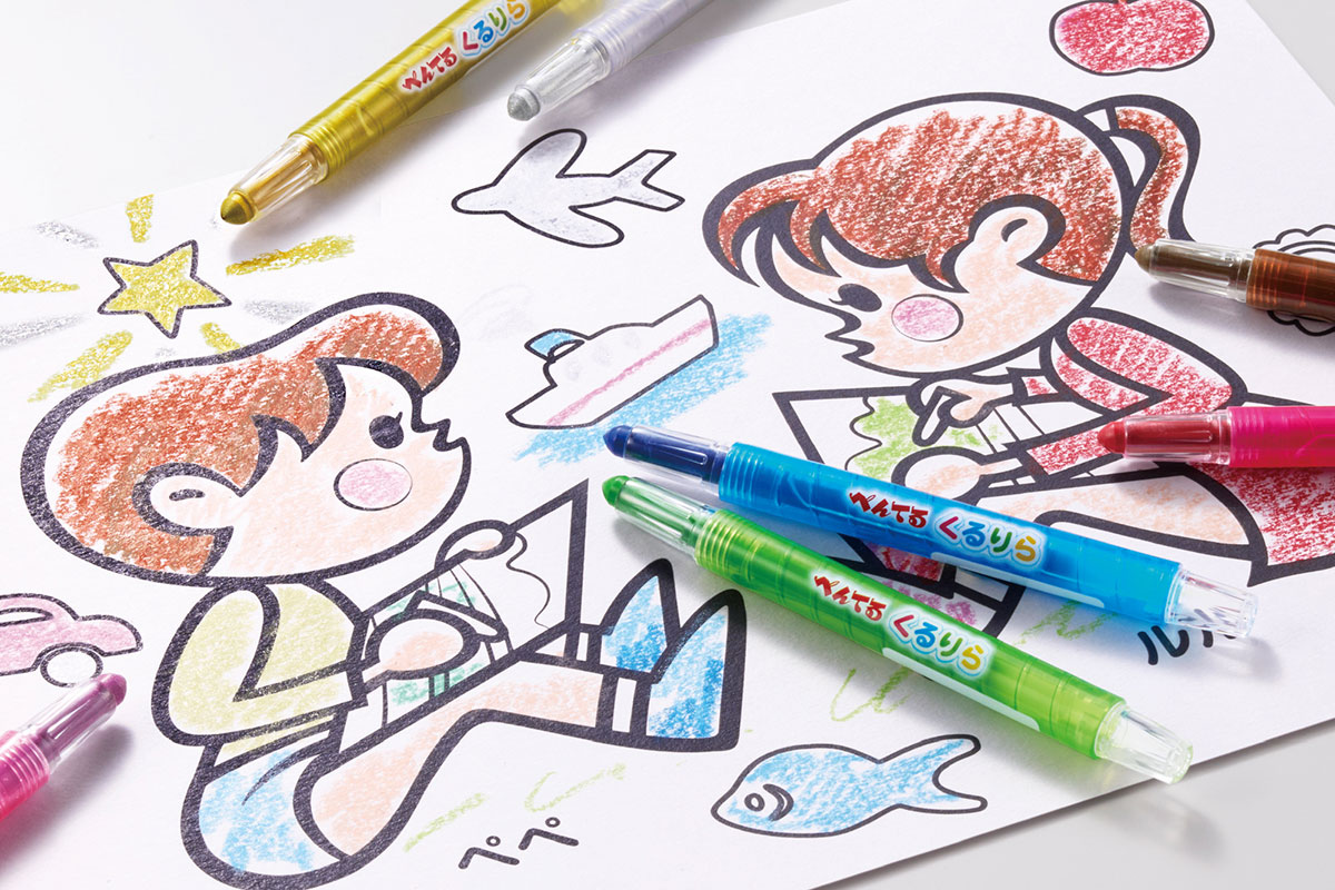 濃く鮮やかな発色とくれよんタッチのなめらかな描き心地