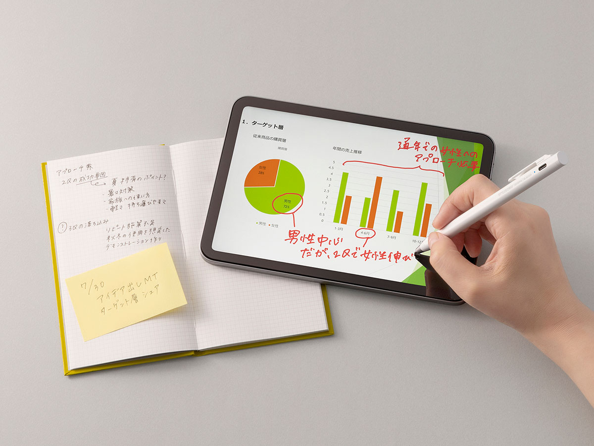 紙とiPadをシームレスに行き来できる